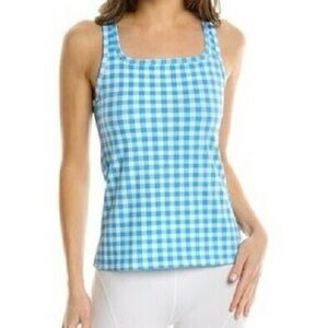 EleVen by‎ Venus Williams Women's Cross Court Tank Blue Gingham NWT Size XS